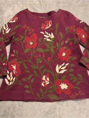 Cynthia Rowley Plum Floral Crewneck Sweater